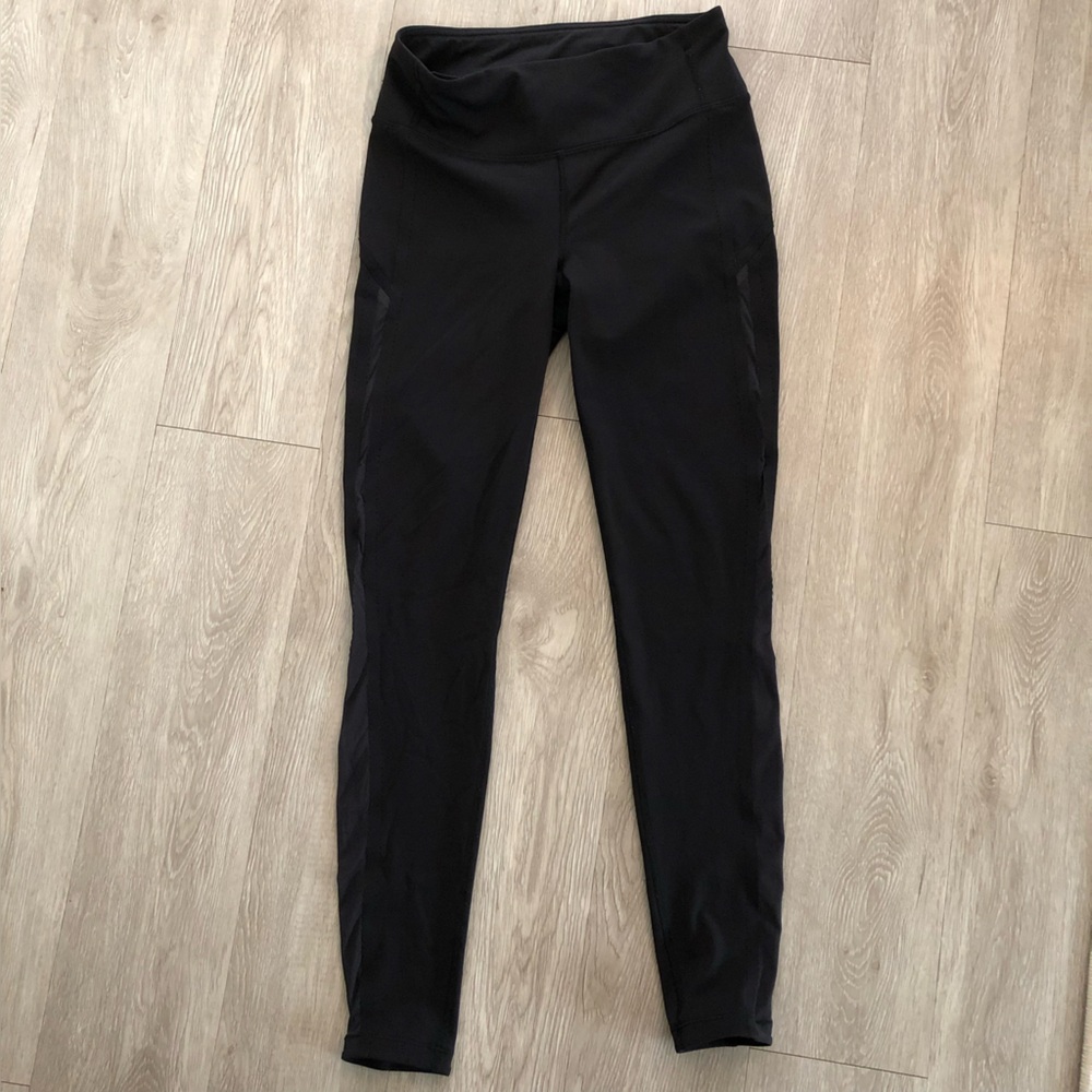 Lululemon Smooth Stride Tight Scalloped Mesh Legging Black Size 6 - Picture 2 of 12
